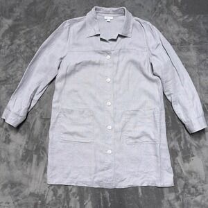 J. Jill Love Linen Jacket Womens Medium Gray 100% Linen Tunic Minimalist